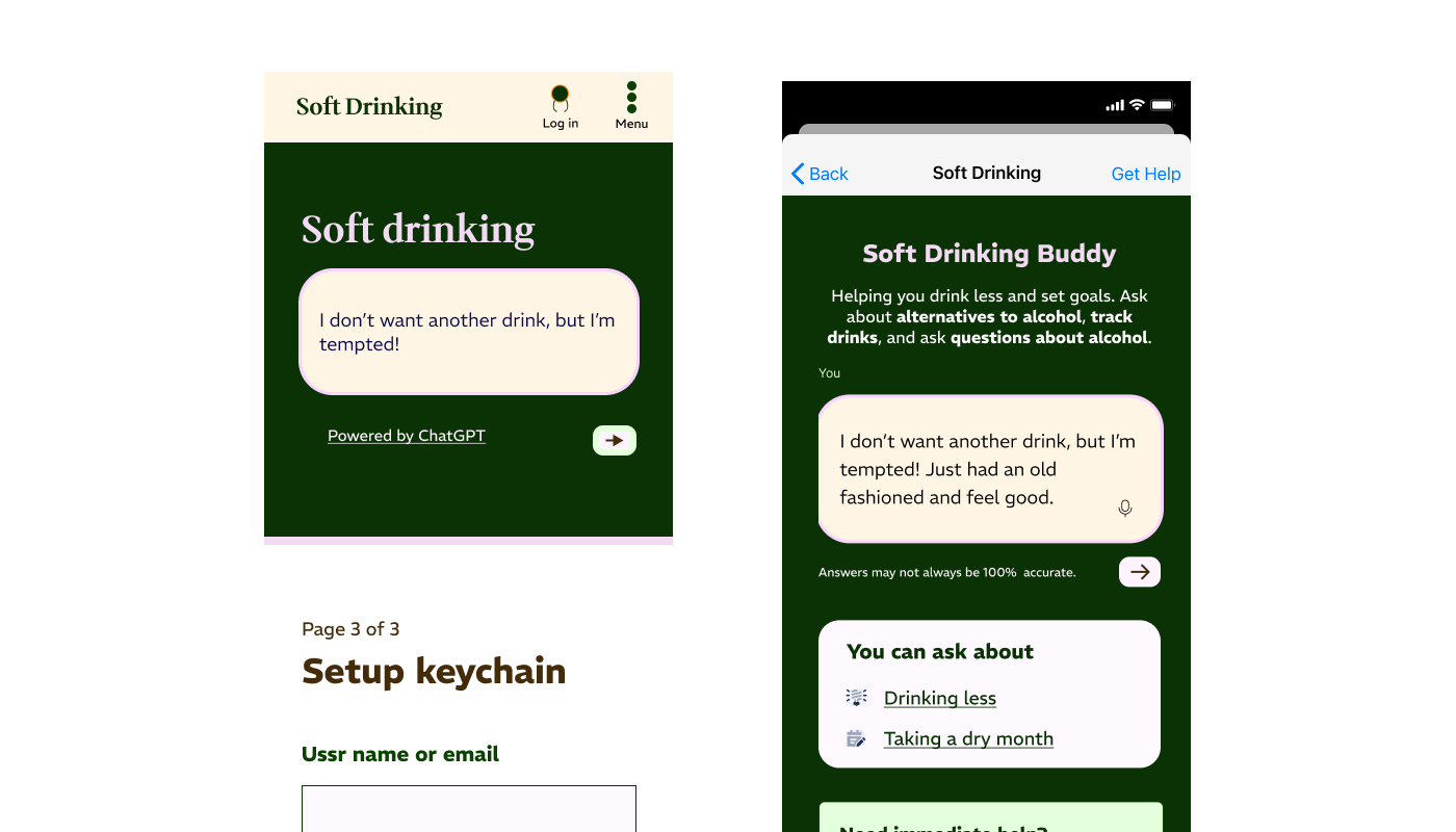 Before and after of chat interface within application